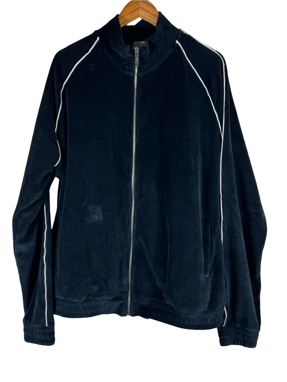 REISS x CHÉ Velour Zip Through William Retro Track Jacket With Piping Blue XXL
